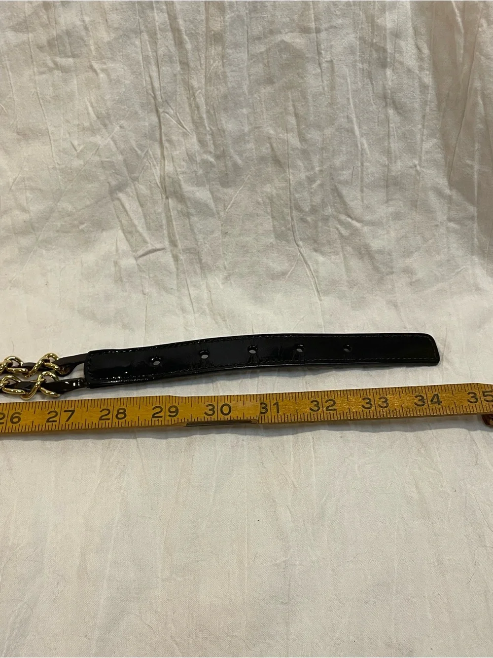 Talbots Black Leather Gold Chain Belt XS Vintage Style Statement Belt